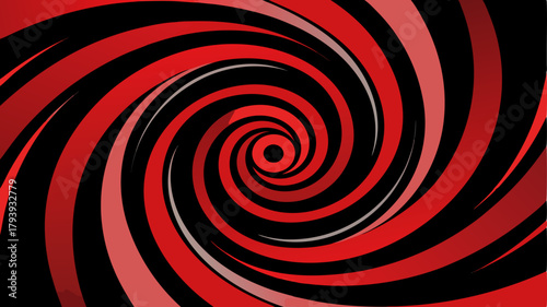 abstract background of a red and black spiral vortex or swirl. A dynamic, hypnotic, and energetic graphic for motion, danger, speed, music, and dramatic video overlay effects.