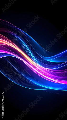 Abstract flowing lines in vibrant colors against a transparent background