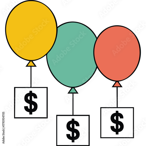 Financial inflation crisis with economic prediction isolated vector illustration on white background