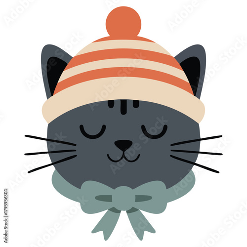 Feline in garments portrait design isolated vector illustration on white background