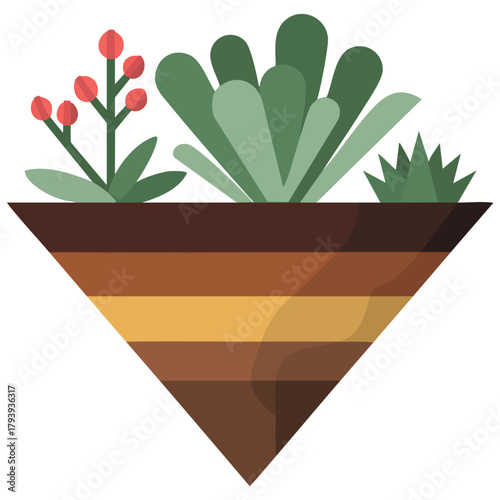 Indoor decorative plants in containers isolated vector illustration on white background
