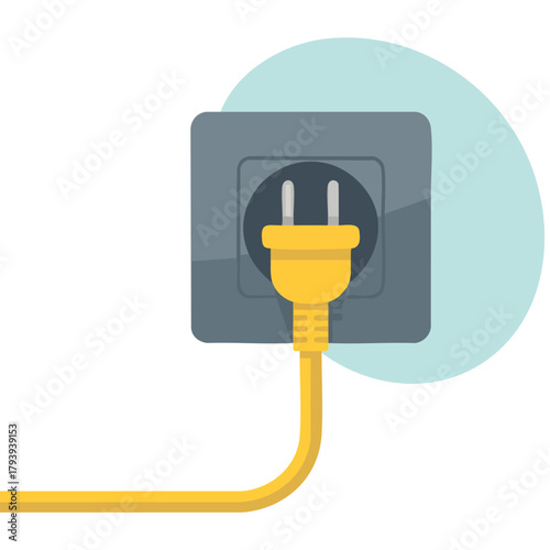 Electrical outlet plug wall socket isolated vector illustration on white background