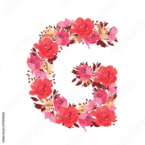 Vector floral letter, capital character G