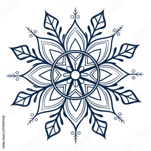 Intricate Floral Mandala: A captivating mandala, intricately crafted with floral elements, showcases a fusion of art and nature, conveying a sense of serenity.