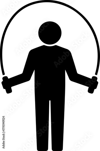 Silhouette of a person jumping rope for exercise and fitness
