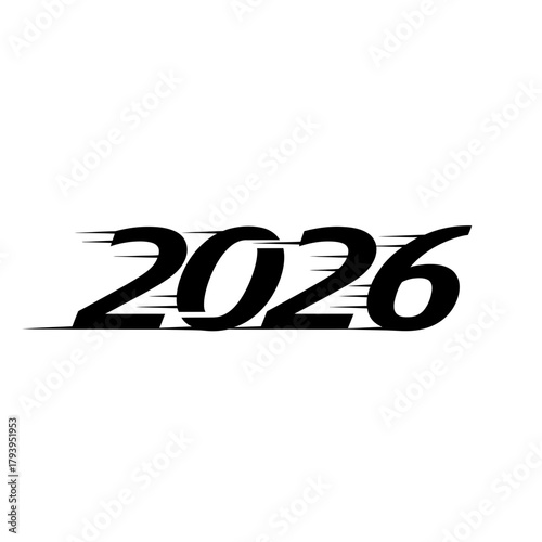 Dynamic 2026 numbers with motion blur effect, representing future progress and forward momentum for your next project