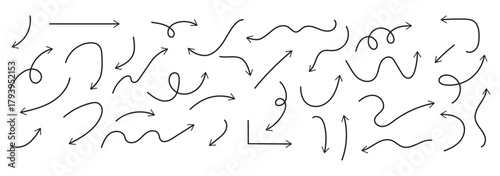 Elegant arrows set for business plan, presentation and education. Sign, Symbol, Hand drawn arrow collection