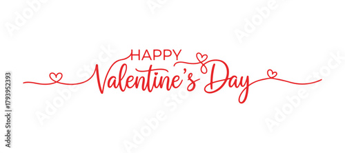 A continuous cursive script stating 'Happy Valentine's Day'. This vector illustration is designed for use on posters, cards, banners for Valentine's Day, weddings, and shirt prints.