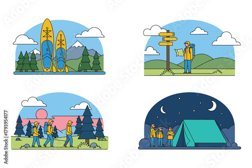 Adventure Activities and Outdoor Recreation Exploring Nature through Illustration Art