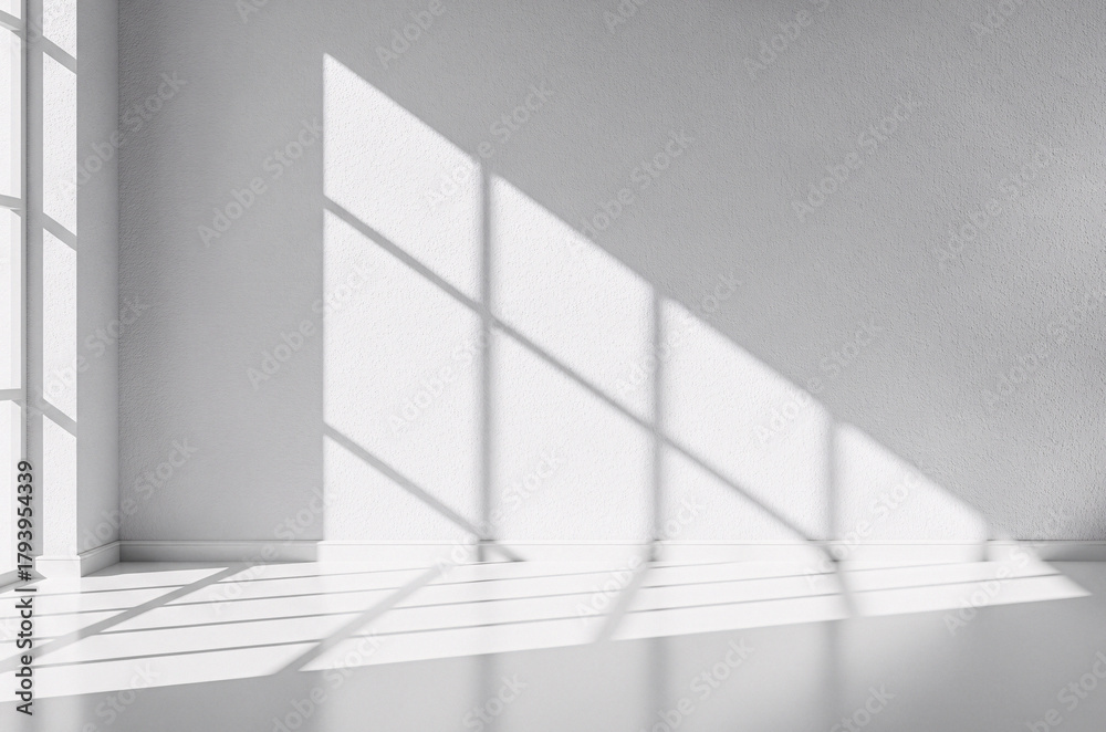 Obraz premium Empty Space with Natural Light and Geometric Shadow Lines