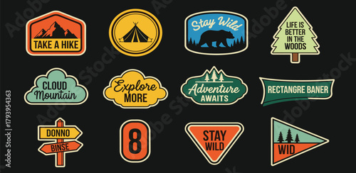 Explore the Great Outdoors Adventure-Themed Retro Sticker Set