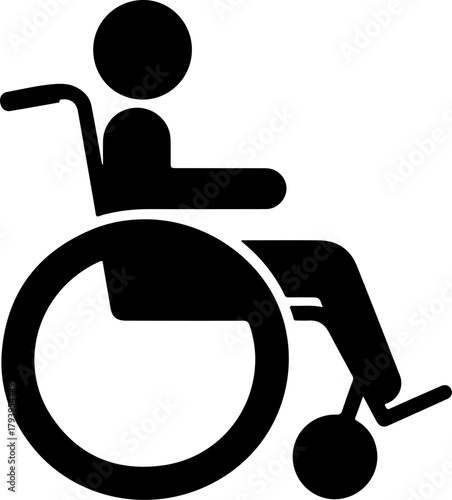 Simple black silhouette icon of a person in a wheelchair
