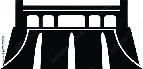 Water Dam Silhouette Vector – Hydroelectric Power & Reservoir Icon