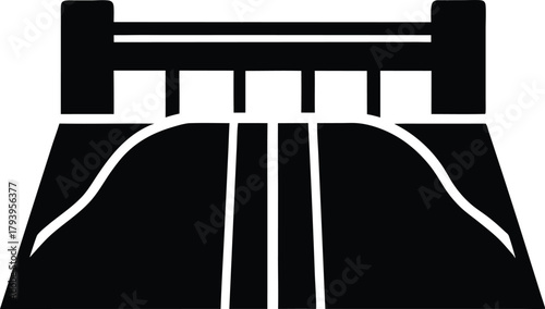 Water Dam Silhouette Vector – Hydroelectric Power & Reservoir Icon