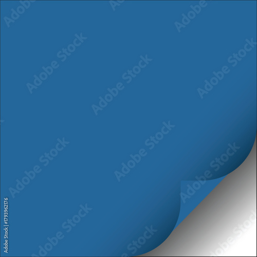 Abstract blue page corner curling back to reveal empty white copy space, ideal for marketing, web design, or presentation backgrounds.