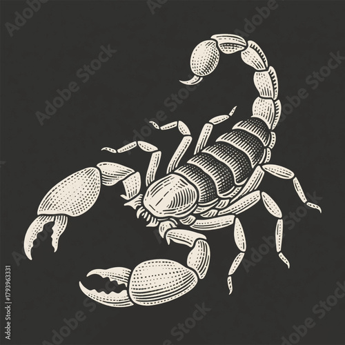 Black and White Scorpion Drawing Illustrator Artwork Banner Background Design Template 