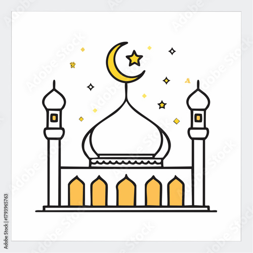 Taj Mahal Mosque Vector Illustration with Iconic Indian Architecture and Landmark Design