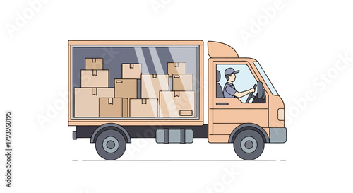 Freight Delivery Truck with Packaged Goods for Logistics and Supply Chain Business