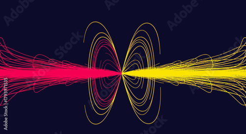Dynamic visualization of abstract energy streams in vibrant red and yellow, illustrating complex data flow and interconnected digital pathways against a dark background.