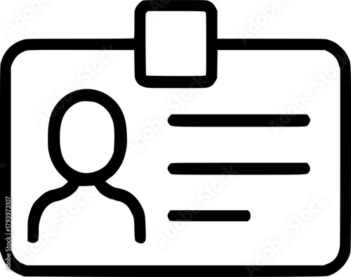 An outline icon representing an ID card, identification, employee badge, user profile, and personal access credentials