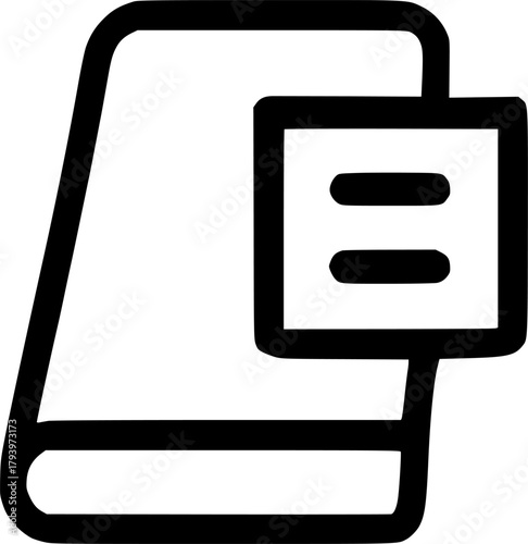 An outline icon representing reading a book and taking notes, studying, learning, or adding remarks to a document.