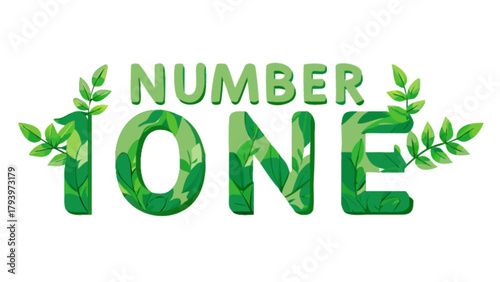 Number one natural design with green leaves vector illustration for eco friendly concept design element