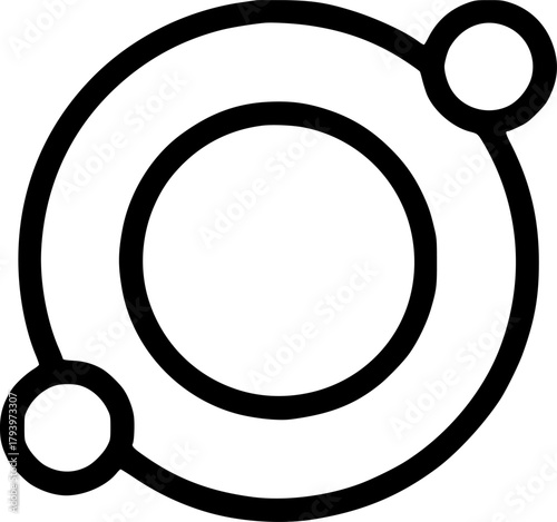 An outline icon representing the solar system, planetary orbit, space, astronomy, and science concepts