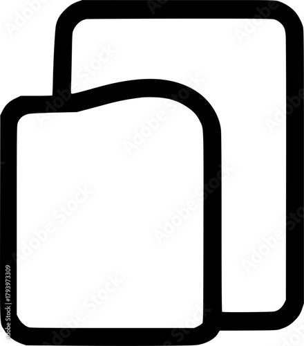 An outline icon representing multiple documents, stacked files, content, copy function, or duplicate items