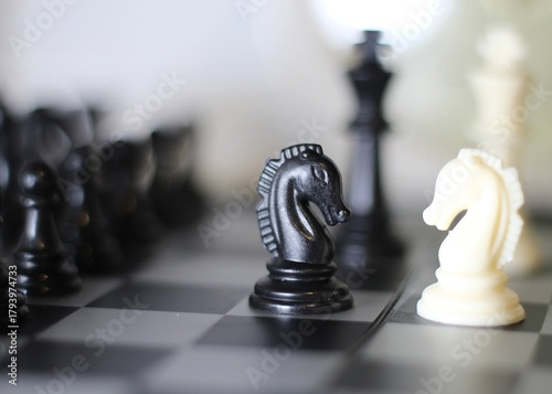 chess pieces on the chess board artistic background game playing competition	

