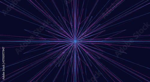 A captivating abstract background featuring a radiant starburst of purple and blue light rays emanating from a central point, symbolizing speed and connectivity.