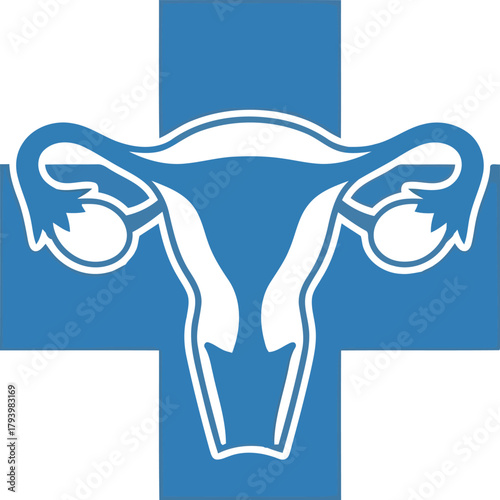 Human uterus anatomy medical healthcare symbol woman reproductive system icon vector illustration vector
