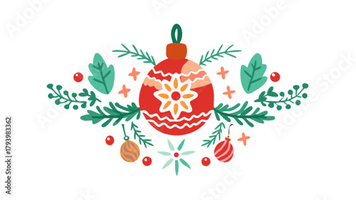Download christmas ornament vector illustration with decorative elements for holiday season design use