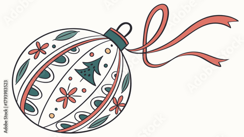 Download this christmas ornament vector with tree and floral design for holiday season decoration and crafts project
