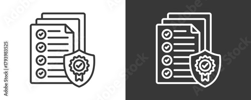 Policy Icon Set Vector Collection Isolated In Black And White