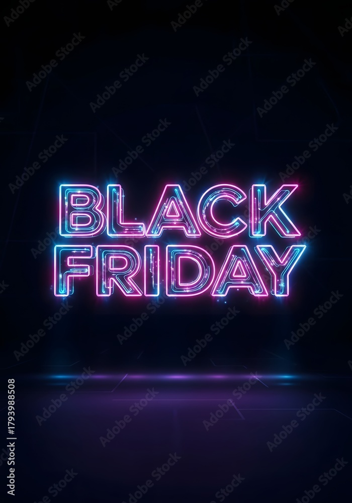 Obraz premium Neon black friday sign for shopping promotions, ideal for digital marketing and poster design