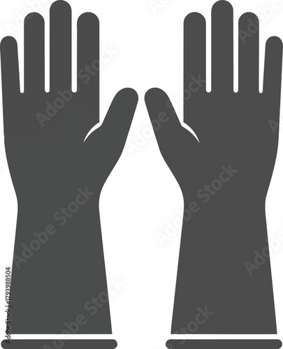 Pair of long rubber gloves for cleaning household tasks and protection vector