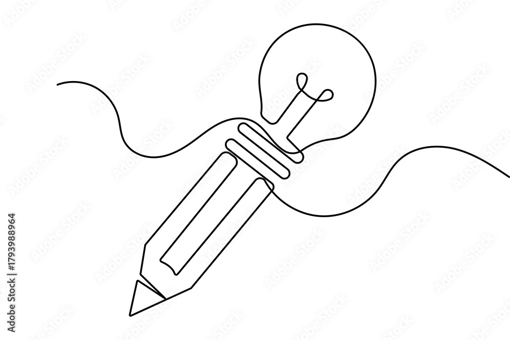 Obraz premium Pencil sketch continuous one line drawing minimalist outline vector illustration for decoration 