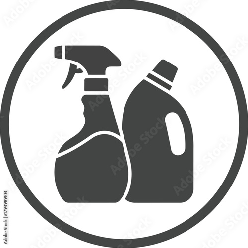 Icon silhouette spray bottle and cleaning detergent container vector graphic vector