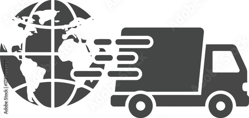 Global delivery fast truck transporting world package logistics express service shipping vector