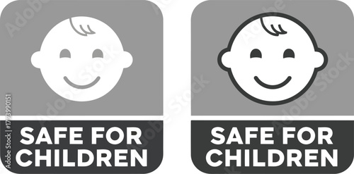 Children safety icons safe for children symbols adorable baby faces for product labels and warnings vector