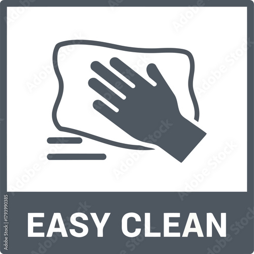 Hand wearing glove cleaning surface symbol simple icon for easy clean maintenance and hygiene concept vector