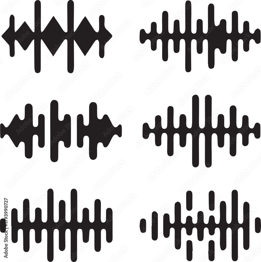 Obraz premium Sound Wave Silhouette Set, Sound Wave Vector Silhouette Bundle