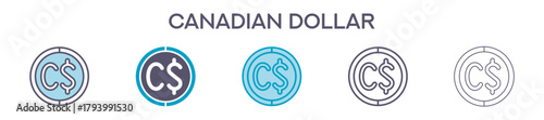 Canadian Dollar Symbol Element For Design Graphic - Multi Styles
