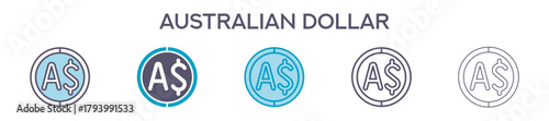 Australian Dollar Symbol Element For Design Graphic - Multi Styles