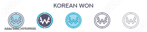 Korean Won Symbol Element For Design Graphic - Multi Styles