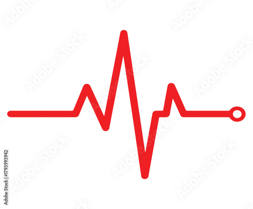 A vibrant red heartbeat line on a white background, symbolizing life, health, and vitality, it represents the rhythm of the heart and the essence of being