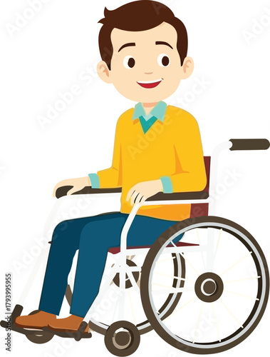 Joyful young man in wheelchair smiling confidently, embracing independence and a vibrant modern lifestyle