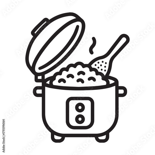 Rice cooker outline icon vector