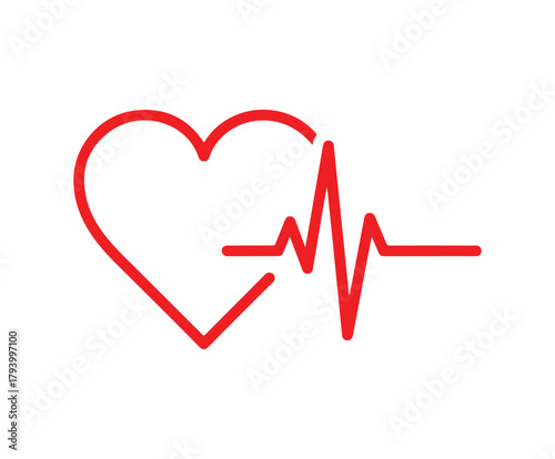 Illustration of a heart with an electrocardiogram ecg trace, a symbol of health, vitality, and medical care, it represents the importance of cardiology