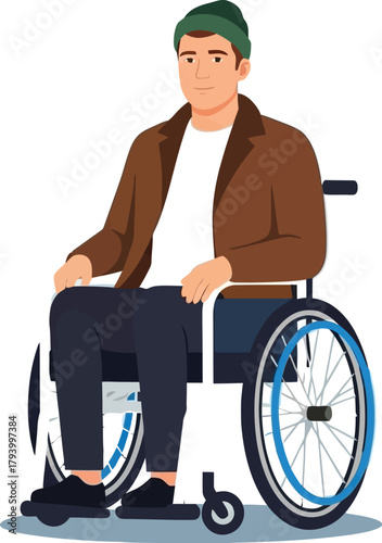 Young man in wheelchair smiles confidently, representing independence and modern accessibility solutions